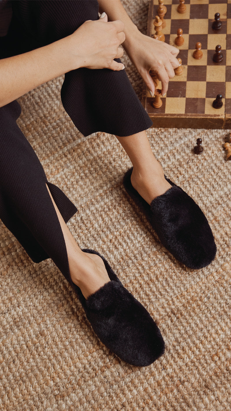 Shearling Slipper - Black